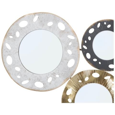 Pannello Decorativo Da Parete Gloty B Con Sei Specchi Tondi In Ferro Oro, Argento E Nero 104x45 Cm - Foto 2