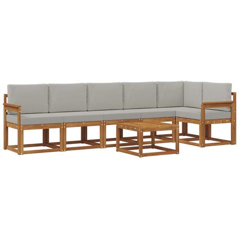 Set di divani da esterno 7 pcs Grigio Naturale e Chiaro - Foto 1