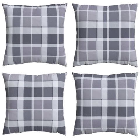 Cuscino da Esterno 4 pcs Grigio a quadri 60 x 60 cm Tessuto - Foto 1