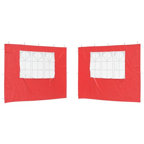 Parete per tenda da festa 2 pcs 300 x 195 cm Rosso PE e Acciaio - Foto 1