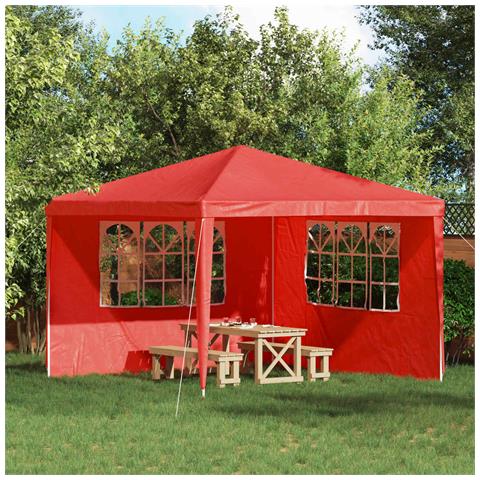 Parete per tenda da festa 2 pcs 300 x 195 cm Rosso PE e Acciaio - Foto 2