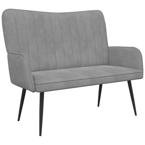 Sofa a Due Posti Grigio chiaro 115 x 61 x 87 cm Velluto - Foto 1
