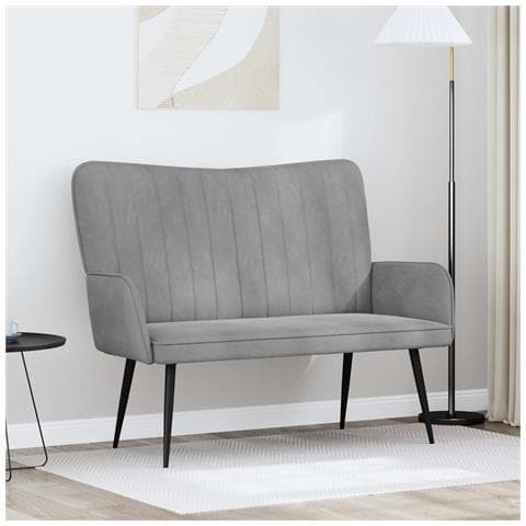 Sofa a Due Posti Grigio chiaro 115 x 61 x 87 cm Velluto - Foto 2