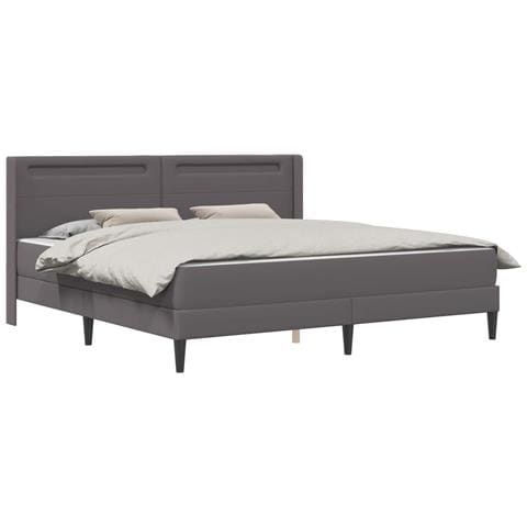 Struttura letto con materasso Grigio 200 x 200 cm Similpelle - Foto 1
