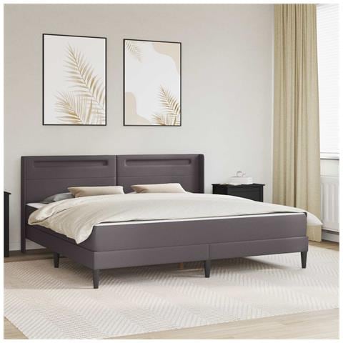Struttura letto con materasso Grigio 200 x 200 cm Similpelle - Foto 2
