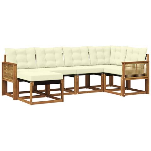 Set di divani da esterno con cuscino 6 pcs Naturale e Crema - Foto 1