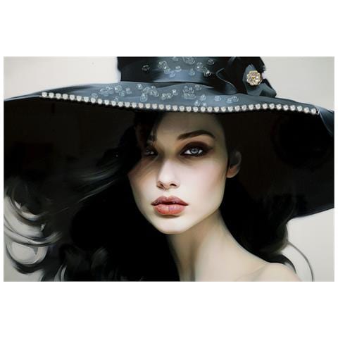 Dipinto Su Tela Dori A Dama Con Cappello Nero, 62x92 Cm - Foto 2