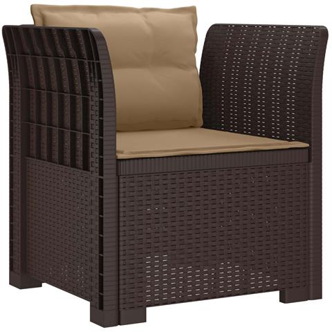 Poltrona a 1 Posto con Cuscini Aspetto Rattan PP Marrone - Foto 1