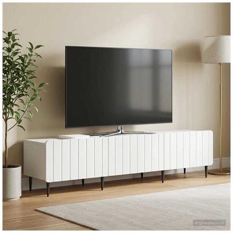 Mobile TV Bianco 147 x 34,5 x 32 cm Legno ingegnerizzato - Foto 2