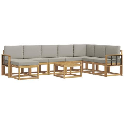 Set di divani da esterno 9 pcs Bianco e Grigio Chiaro - Foto 1