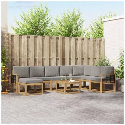 Set di divani da esterno 9 pcs Bianco e Grigio Chiaro - Foto 2