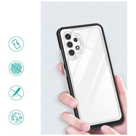 Custodia Trasparente 3in1 Per Samsung Galaxy A72 4g Frame Gel Nera - Foto 2