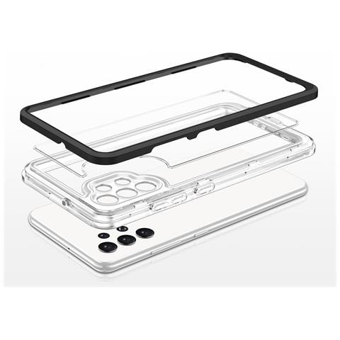 Custodia Trasparente 3in1 Per Samsung Galaxy A72 4g Frame Gel Nera - Foto 5