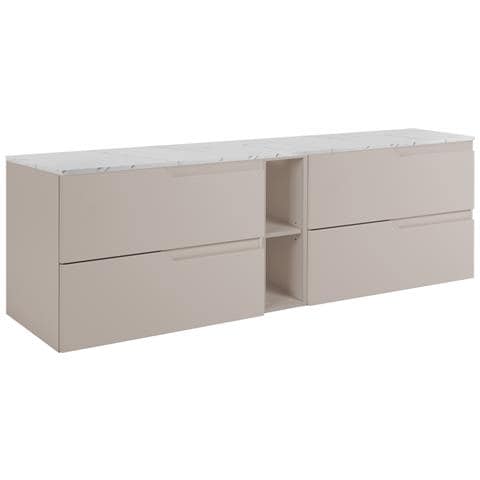 Mobile sottolavabo Kaschmir 100 cm, Piano in finitura marmo bianco, 2 cassetti, Sospeso, MDFMobilecon 1 anta, MODERNO - Foto 1