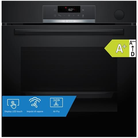 Bosch Serie 4 HRG532BB3 Forno con impulsi di vapore Air Fry Nero Classe A+, Media, Forno elettrico, 71 L, 3600 W, 71 L, Ventilato - Foto 1