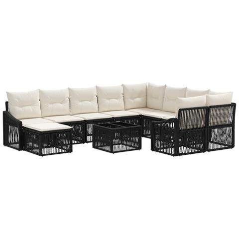Set Divano da Giardino 11 pz Nero polyrattan - Foto 1