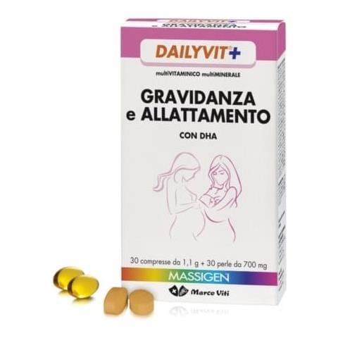 Massigen Gravidanza Allattamento con Acido Folico Multivitaminico e Multiminerale 30 Compresse Rivestite da 1,1 g + 30 Perle da 700 mg - Foto 1