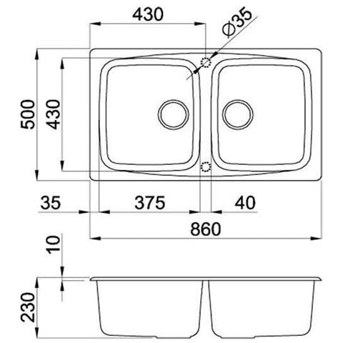 Living 450 LGL45068 Lavello da incasso 2 Vasche Dimensioni 86 x 50 cm Colore Bianco - Foto 2