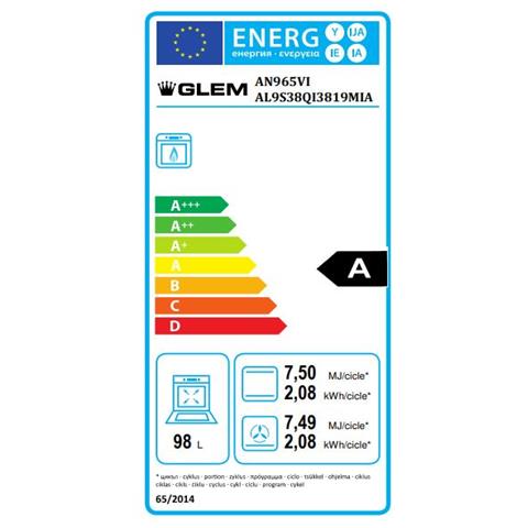 GLEM GAS - Cucina a Gas AN965VI 5 Fuochi a Gas Forno a Gas Ventilato Classe  A Dimensioni 90 x 60 cm Colore Inox Serie Alpha - ePRICE