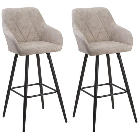 Coppia Di Sgabelli In Tessuto Beige Darien - Foto 27