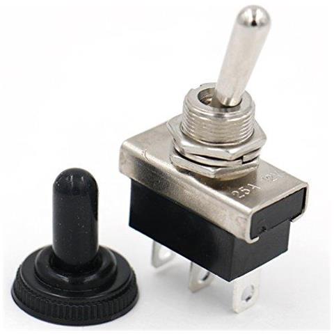 Metallo Interruttore A Leva Flick Vibrazione 12v 25a Spdt On Off On 3 Positon 3 Pin Per Precipitare Dellautomobile Chiara Con Tappo Impermeabile - Foto 2