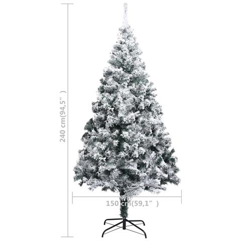Albero di Natale Artificiale con Neve Fioccata Verde 240 cm PVC - Foto 7