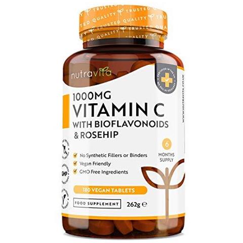 La Vitamina C Con Bioflavonoidi 1000mg E Rosa Canina - 180 Compresse Vegan - 6 Mese Dapprovvigionamento - Contribuisce Al Mantenimento Di Un Sistema Immunitario Normale - Made In Uk Da - Foto 1