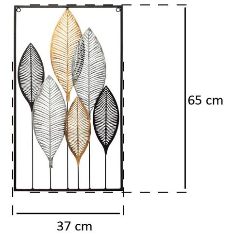 Decorazione Da Parete Foglia In Metallo - 37 X 65 Cm - Multicolore - Foto 7