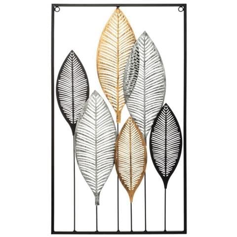 Decorazione Da Parete Foglia In Metallo - 37 X 65 Cm - Multicolore - Foto 1