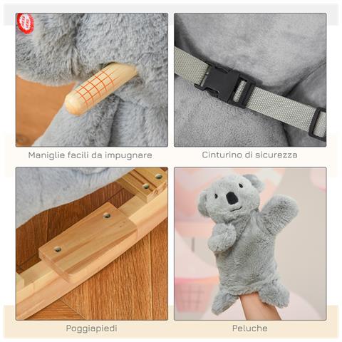 Dondolo Koala Per Bambini 18-36 Mesi - Grigio - Foto 2