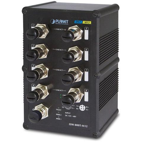 ISW-800T-M12, IEEE 802.3, IEEE 802.3u, IEEE 802.3x, No gestito, L2, Fast Ethernet (10/100) , Nero, Cat5, Cat5e, Cat6 - Foto 1