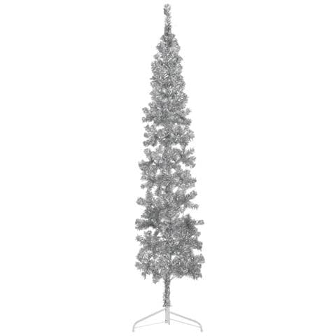 Albero Natale Artificiale Sottile A Metà Supporto Argento 210cm - Foto 1
