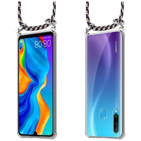 Catena Di Telefoni Cellulari Compatibile Con Huawei P30 Lite In Blu Scuro Giallo - Coperchio Protettivo In Silicone Con Anelli D'argento, Cinturino In Corda E Custodia Staccabile - Foto 8
