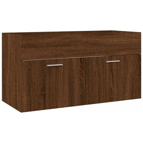 Set Mobili Da Bagno 2 Pz Rovere Marrone In Legno Multistrato - Foto 2