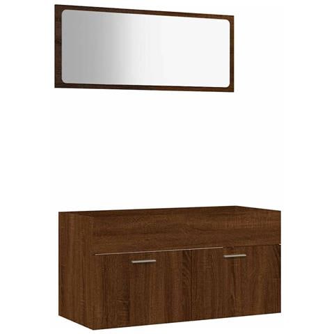 Set Mobili Da Bagno 2 Pz Rovere Marrone In Legno Multistrato - Foto 1