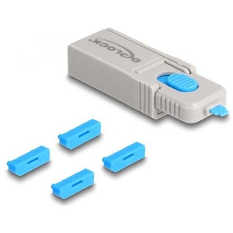 20927 Clip Sicura Bloccaporte + Chiave Displayport Blu, Grigio Plastica 5 Pz - Foto 1