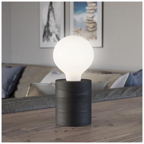 Lampada Da Scrivania Contemporanea Turialdo 1 Luce Legno Nero - Foto 1