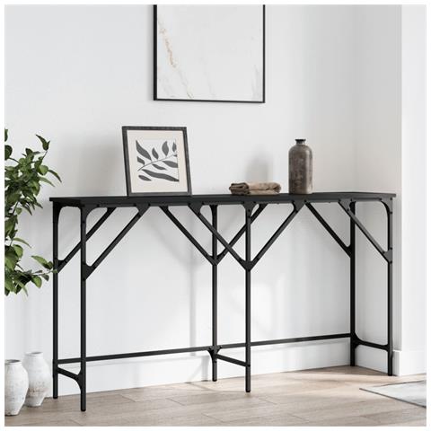 Tavolino Consolle Nero 140x29x75 Cm In Legno Multistrato - Foto 3