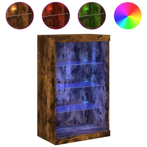 Credenza Con Luci Led Rovere Fumo 60,5x37x100 Cm - Foto 2