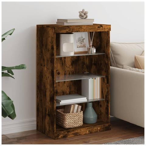 Credenza Con Luci Led Rovere Fumo 60,5x37x100 Cm - Foto 1