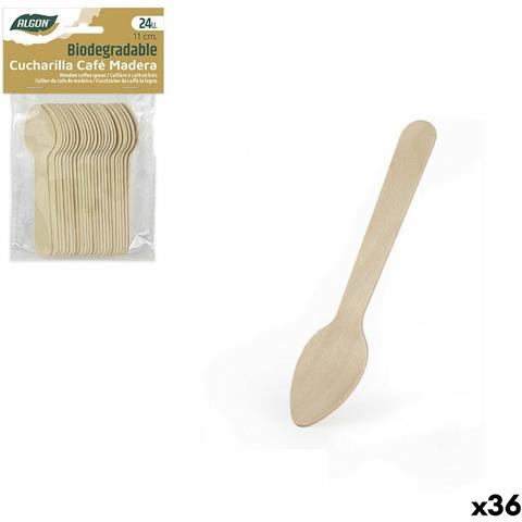 Set Di Cucchiai Algon Caffè Legno 24 Pezzi 11 Cm (36 Unità) - Foto 1