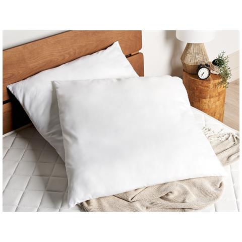 Set Di 2 Guanciali Microfibra Bianco Alto 80 X 80 Cm Errigal - Foto 1
