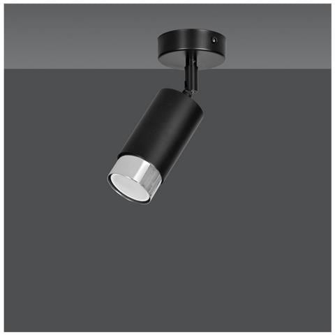 Lampada A Soffitto Hiro - Nero, Cromo - Acciaio Verniciato A Polvere - 8x19x8 Cm - Foto 2