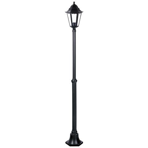Lampione Minerva 1 Luce Su Palo Nero Opaco In Alluminio Pressofuso Altezza 198 Cm - Foto 1