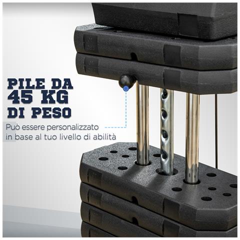 Stazione Fitness Multifunzione Power Tower Con Pesi Fino 45kg E Panca Imbottita, 135x103x210cm - Foto 2