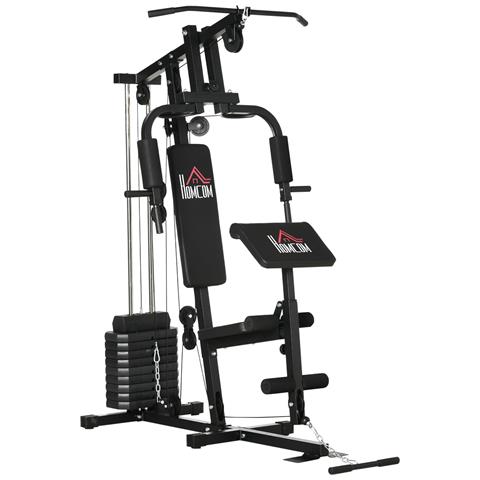 Stazione Fitness Multifunzione Power Tower Con Pesi Fino 45kg E Panca Imbottita, 135x103x210cm - Foto 1
