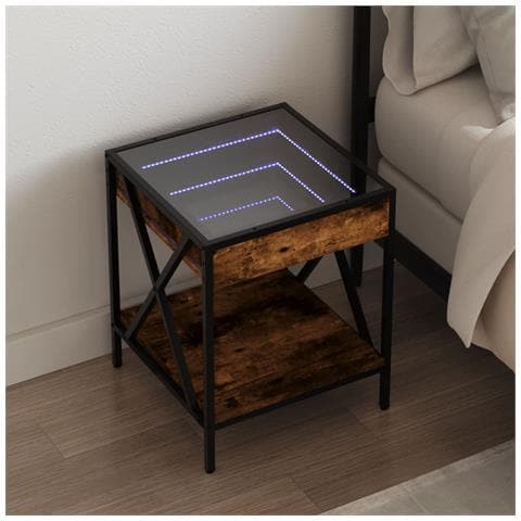 Comodino Con Led Infinity Rovere Fumo 40x40x49 Cm - Foto 1