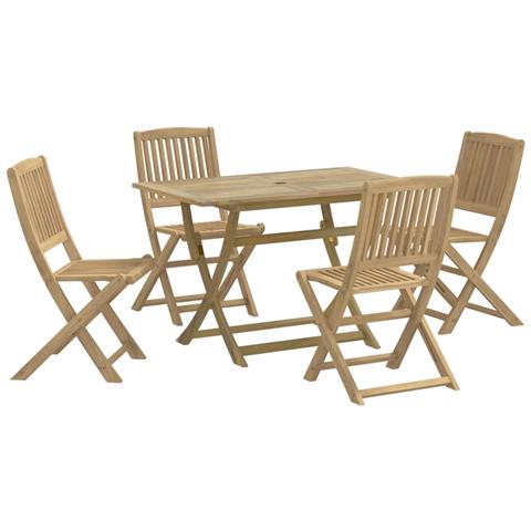 Set Da Pranzo Per Giardino 5 Pz In Legno Massello Di Acacia - Foto 2