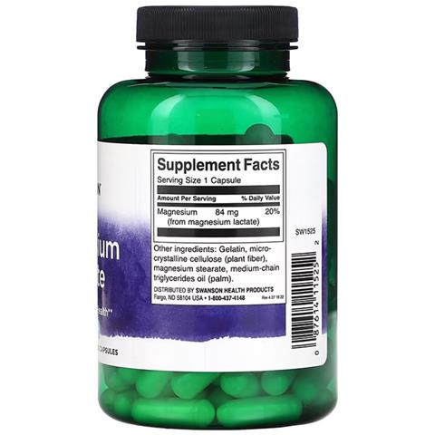 Magnesio Lattato 84 Mg 120 Capsule Swanson Health Products - Foto 3