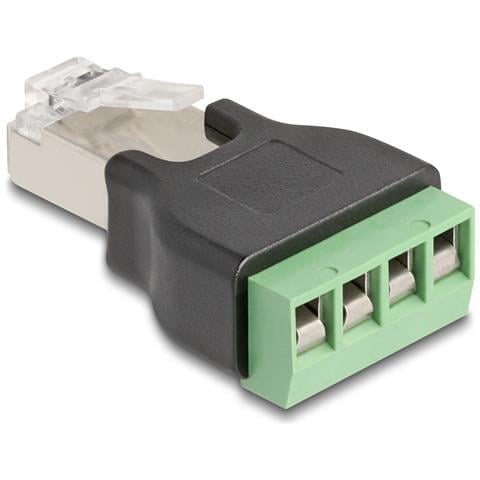 66603 adattatore per inversione del genere dei cavi RJ45 4 pin terminal block Nero, Verde - Foto 2